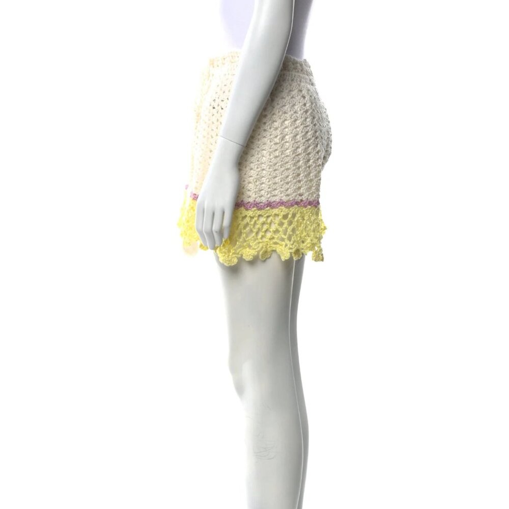 Andreeva High Rise Cotton Crochet Mini Shorts, Resort Wear, Size Medium - Picture 3 of 7